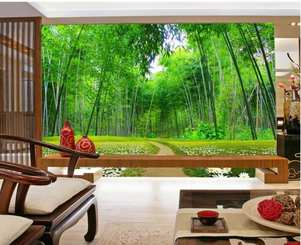

living style wallpaper 3d bamboo forest wallpapers background wall large mural