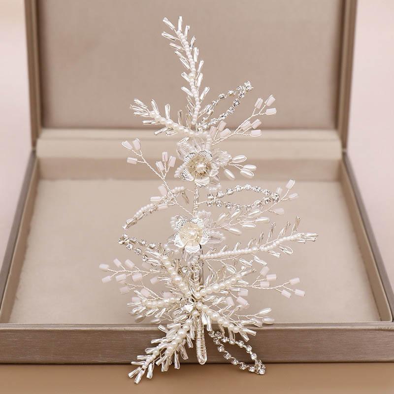 

Hair Clips & Barrettes Crytal Headband Wedding Bridal Accessories Hairpins Handmade Leaf Pins Tiaras Women Jewelry Ornaments, Golden;silver