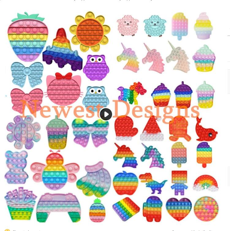 

DHL 24H ship Rainbow Push It Fidget Toy Sensory Push Bubble Fidget Sensory Autism Special Needs Anxiety Stress Reliever for Office Fluorescen Stock BJ30