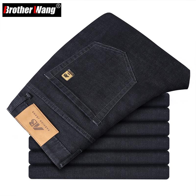 

Men's Jeans 2022 Spring Lyocell Fabric Straight-leg Classic Style Business Fashion Black Stretch Denim Pants Male Brand, Blue