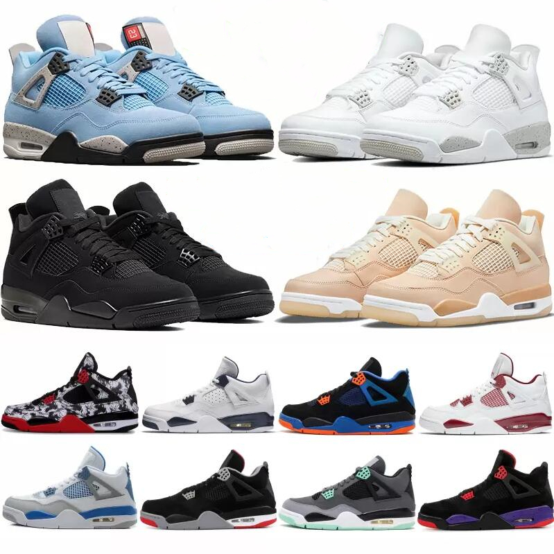 

High 4s 4 Basketball shoes University blue white oero shimmer Black Cat Lightning union noir Fire red bred Pure Money metallic purple green, 11