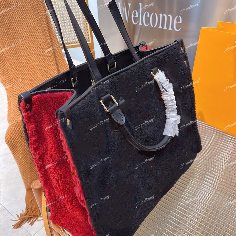 

2021 Autumn Winter L Fashion Tedy Toets Bags France Women Girls Colorful Flower Adjustable Shoulder Strap Plush Large Capacity Shopping Designer Clutch Handbag 39C, Black