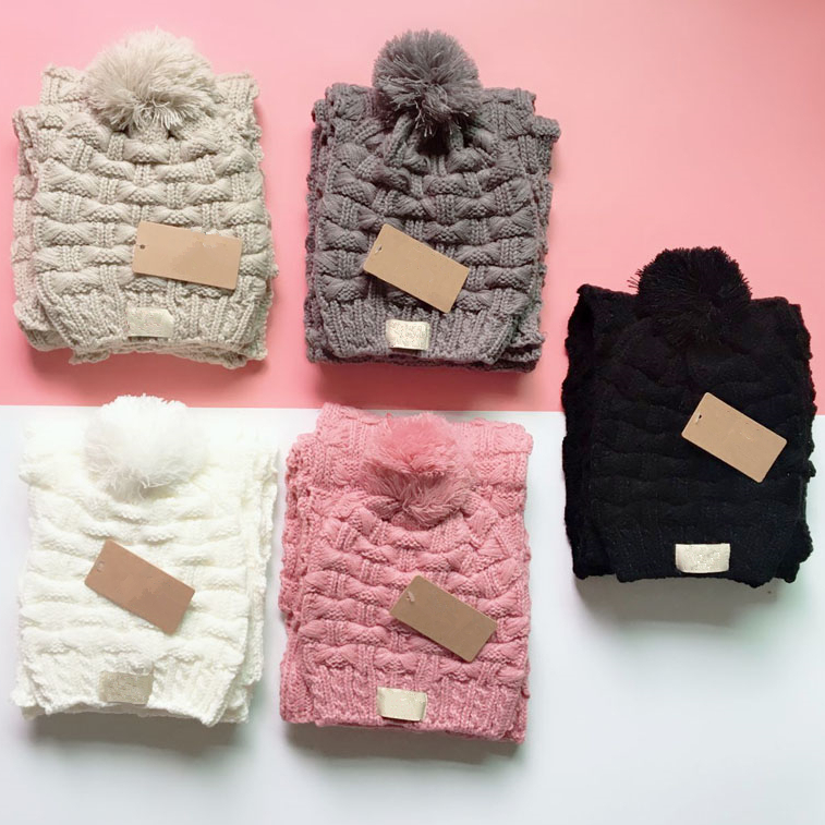 

Fashion Women Designer Knitted Beanie Hats Scarves Set Winter Luxury Scarf Cap Sports Ski Hat Scarfs Size 180*22cm
