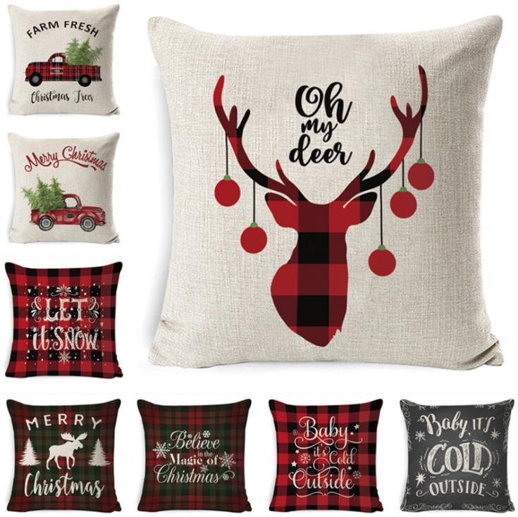 

202 Designs Pillows Case Santa Claus Christmas Tree Snowman Elk PillowCases Colorful Cover Home Sofa Car Decor Pillowcase