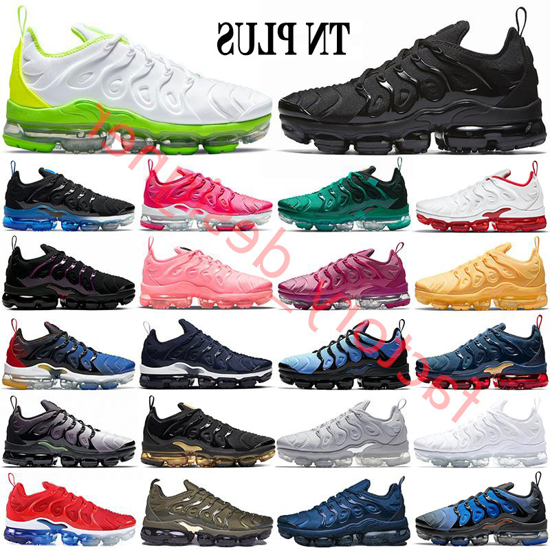 

2022 Plus Tn Mens Running Shoes OG Cushion Triple Black White Volt Yolk Bubblegum Cherry Metallic Gold Midnight Blue Women, 47