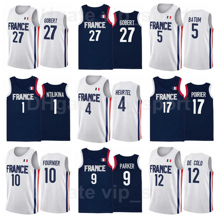 

National Team 2021 Tokyo France Olympics Jersey Basketball Rudy Gobert 7 Guerschon Yabusele 10 Evan Fournier 27 Nando DE COLO Timothe, With olympics patch