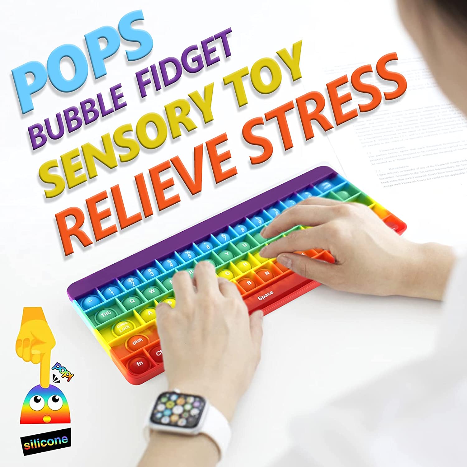 

Big Size Silicone Keyboard Push Bubble Sensory Fidget Toy Rainbow Popper Fidgetting Stress Anxiety Relief Squeeze Toys For Kids Adult