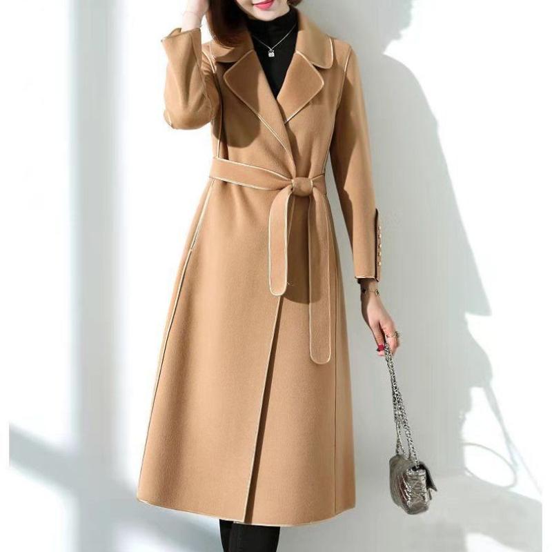

Women's Wool & Blends Woman Fashion Keep Warm Jackets Female Slim Long Autumn Winter Windproof Outwears Ladies High Quality Casual Overcoat, Black