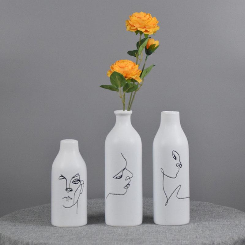 

Vases Nordic Artist Human Face Ceramic Flower Vase Home Decoration Modern Plant Holder Desk Hydroponics Room Decor