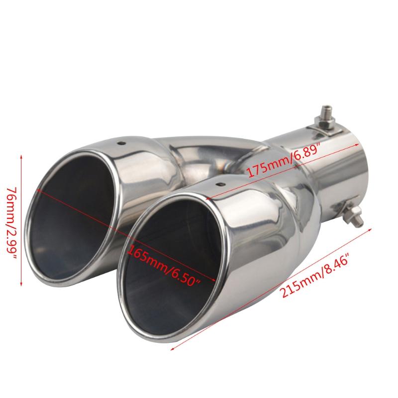 

Motorcycle Exhaust System Muffler Dual Tip Tailpipe 2.5 Inch Inlet 3" Outlet 8.1" Length Polished Stainless 1.2mm Thickness (Double 4X7F