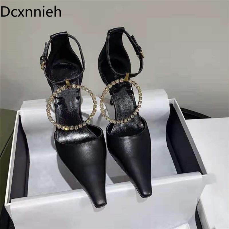 

Brand Women Shoes High Heels Crystal Buckle Strap Pumps Designer Sexy Rhinestone Party Dress Woman Zapatillas Mujer 2021, Black