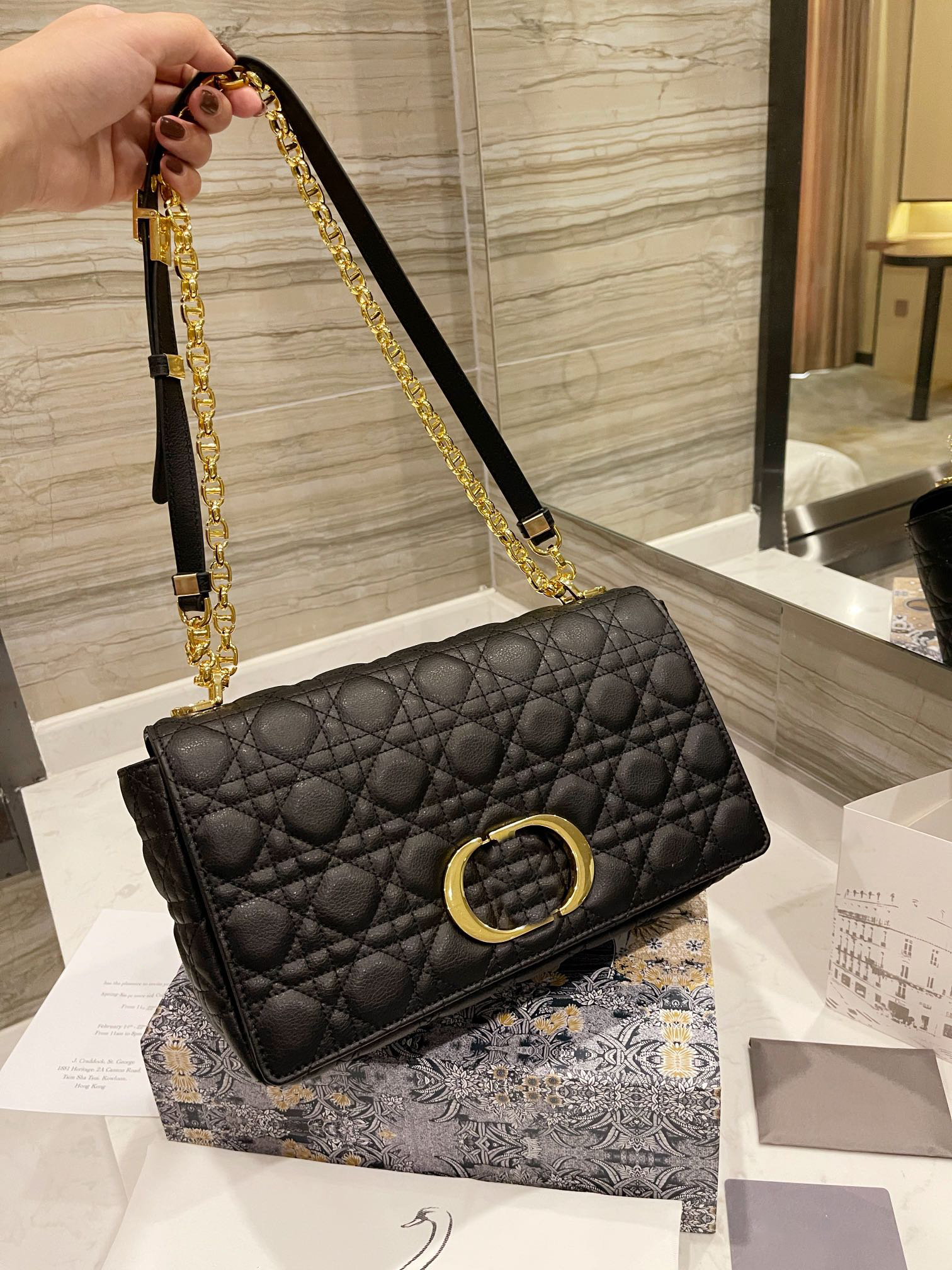 

CARO handbags luxury designer women bags ladies shoulder bag messenger chain brand handbag metal letter buckle leather high quality