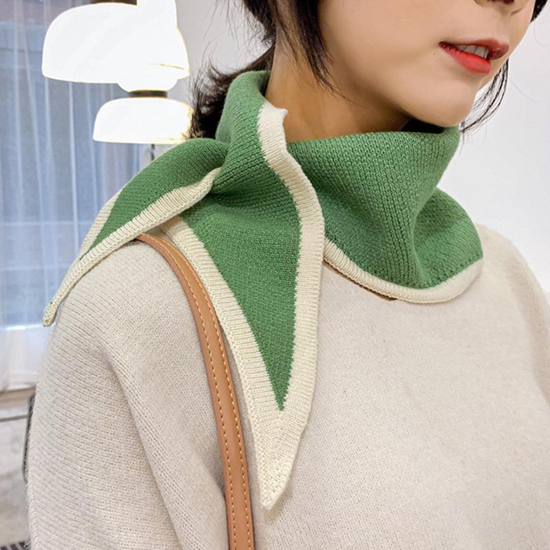 

Scarves Fashion Triangular Scarf Women Girls Elastic Knitted Crossed Solid Color Soft False Collar Neck Guard Accessories