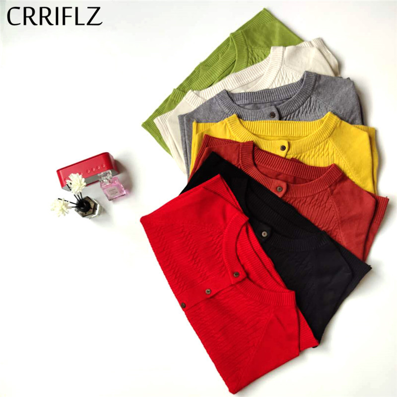 

Autumn Winter Knitted Cardigans Sweater Women Casual Single Breasted O-neck Thick Solid Top CRRIFLZ 210520, Black