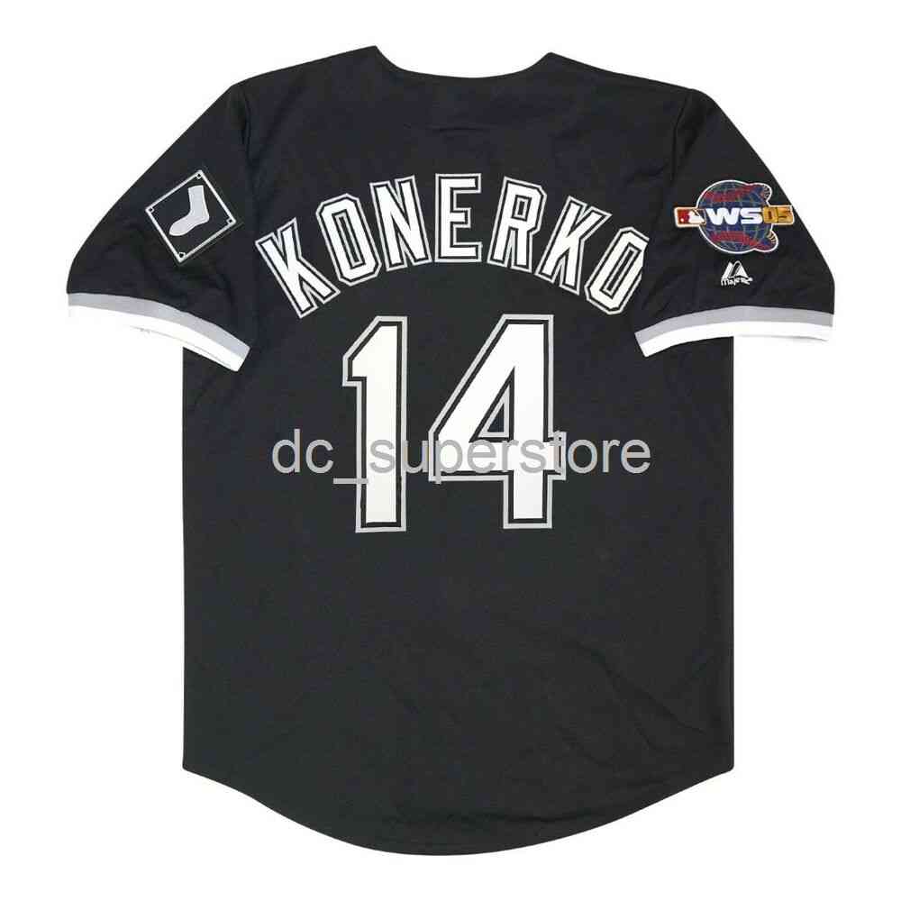 

Custom sewing Paul Konerko Chicago 2005 World Series Black Jersey Men Women Youth Baseball Jersey -6XL