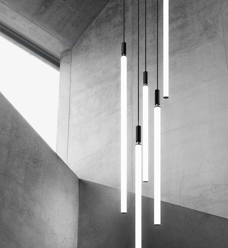 

Minimalist LED Tube Pendant Lamp Aluminum Acrylic Suspension Light Lounge Dinning Table Bedside Creative Hanging Lighting