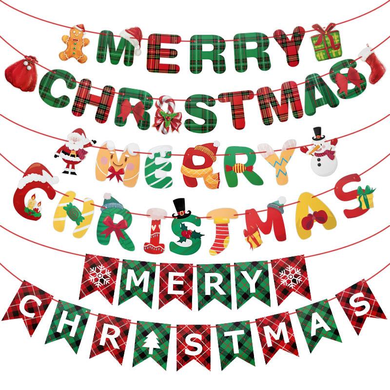 

Christmas Decorations Merry Paper Banner Garland Xmas For Home Santa Ornament Hanging Flag 2022 Navidad Year Party Supplies