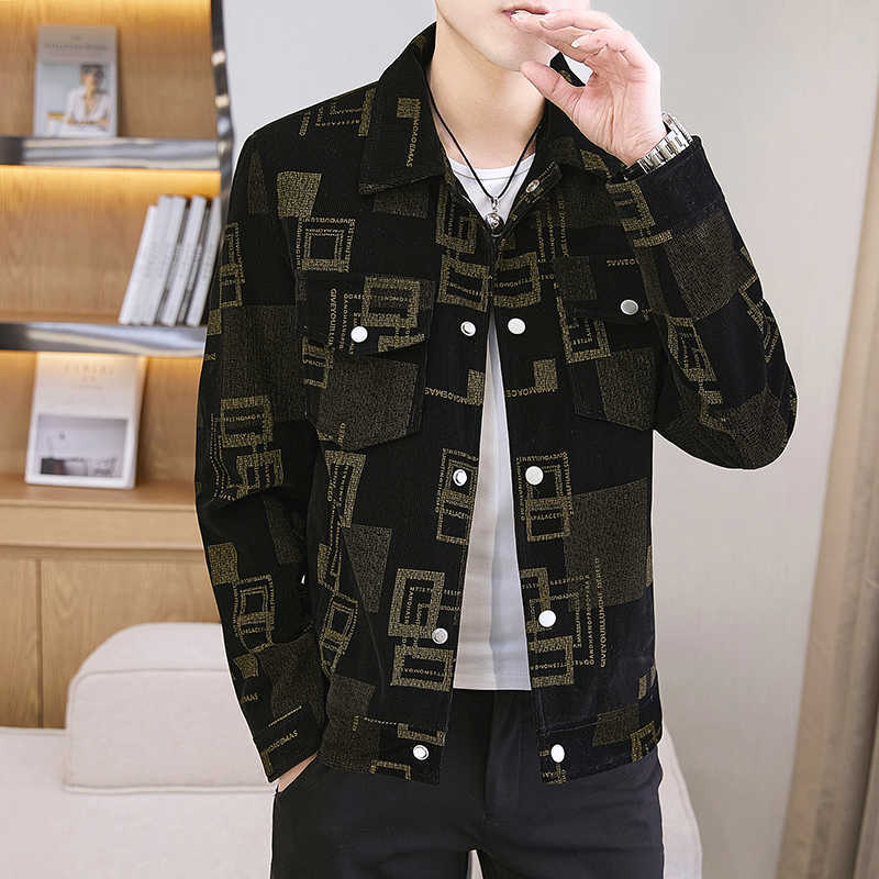 

Spring Corduroy Jackets Men Luxury Retro Turn Down Collar Bomber Jacket Casual Business Coats Streetwear Tops Men Clothing 210527, Cube