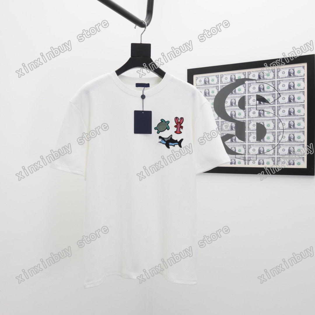 

21ss Designers luxury Mens Womens T Shirts jacquard weave marine life Man Paris Fashion T-shirt Top Quality Tees Street Short Sleeve luxurys, White;black