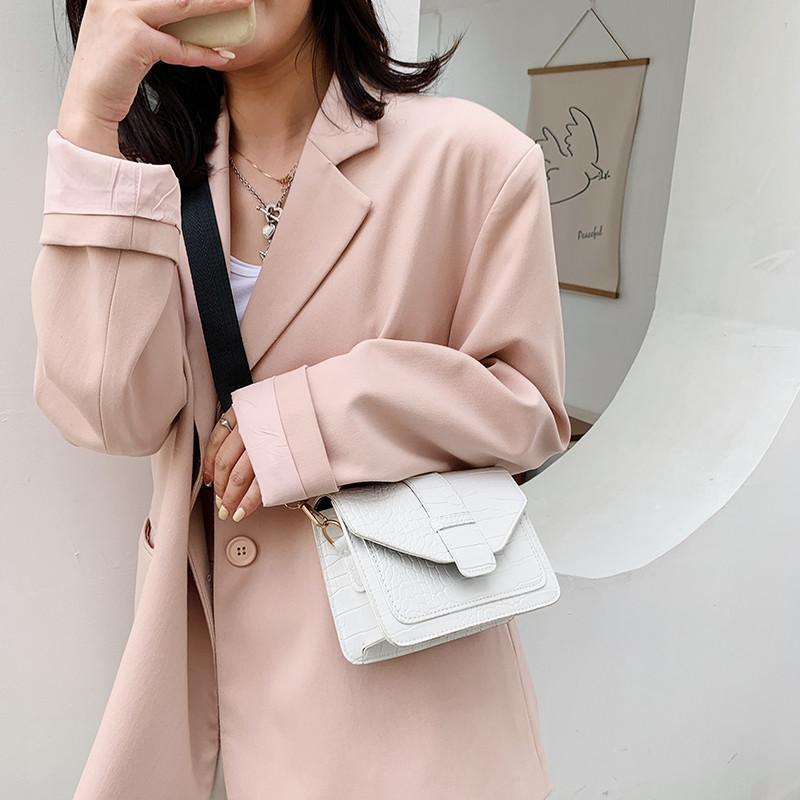 

Foreign Temperament Stone-print One-shoulder Bag 2021 Women's Slanted Small Square Shoulder Bags, Black