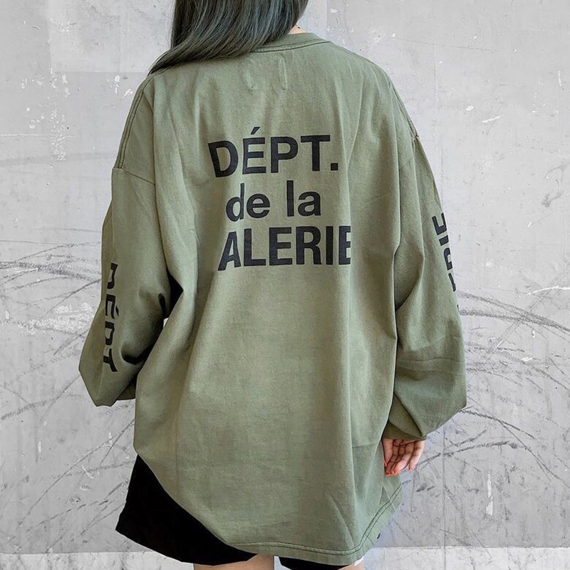 

USA Army Green Skateboard High Street T shirt Men Women Cotton Long Sleeve fashion streetwear Tshirt Tee, Green tee