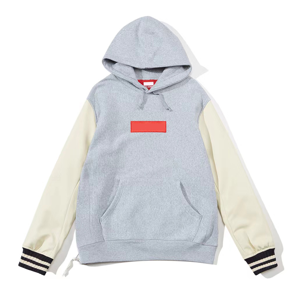 

Fashion Embroidered Hoodies Leather Sleeves Letter Printed Hoodie Unisex Hooded Casual Pullovers Streetwear Loose Hoody US SIZE, Extra shipping fee