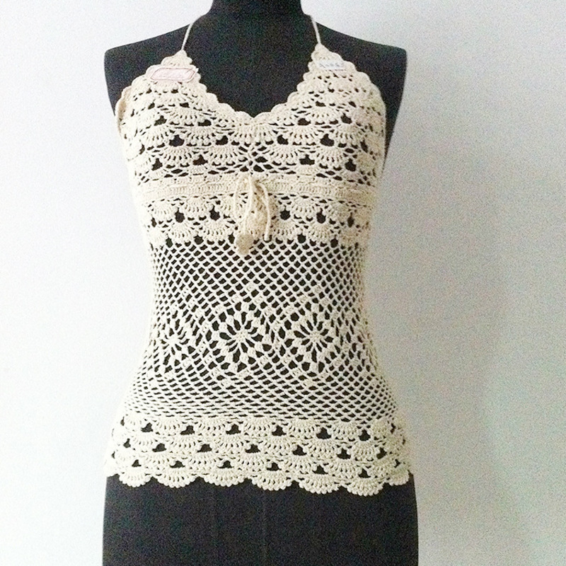 Back Strap Bikini Fashion Sexy Slim Lady Wind Knitting Hook Top Beach Swimsuit Suit-image-673951900