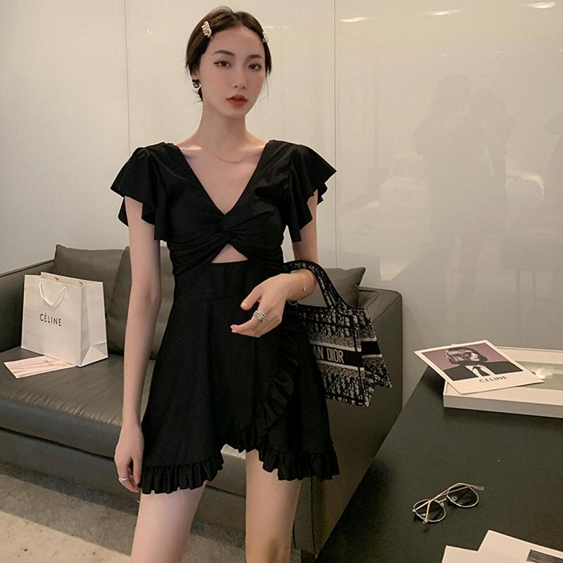 

Swimwear For Teens Bathing Suit Women One Piece Push Up Trendy Sexy Swimsuit With Skirt 2021 Plus Size Vogue Girls Leaf Long One-Piece Suits