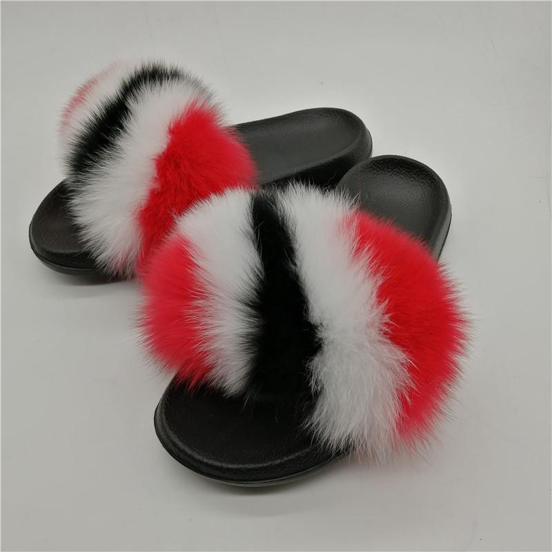 

Slippers Women Fluffy Fur Slides Ladies Plush Indoor Flip Flops Sandals Cute Fashion Shoes Drop, Black