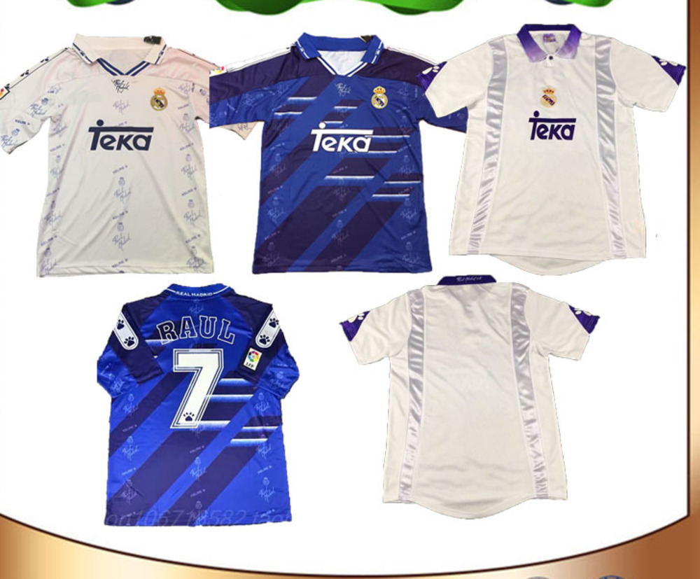 

94/96 Real Madrid Retro version #7 RAUL soccer jersey 97/98 HIERRO REDONDO SUKER SEEDORF Soccer shirt #6 REDONDO football uniform, 94/96 home