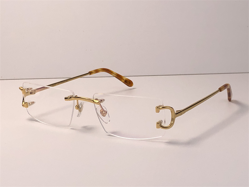 

new selling clear small lens frameless 18k frames gold-plated ultra-light square rimless optical glasses men business style eyewear top quality 0104