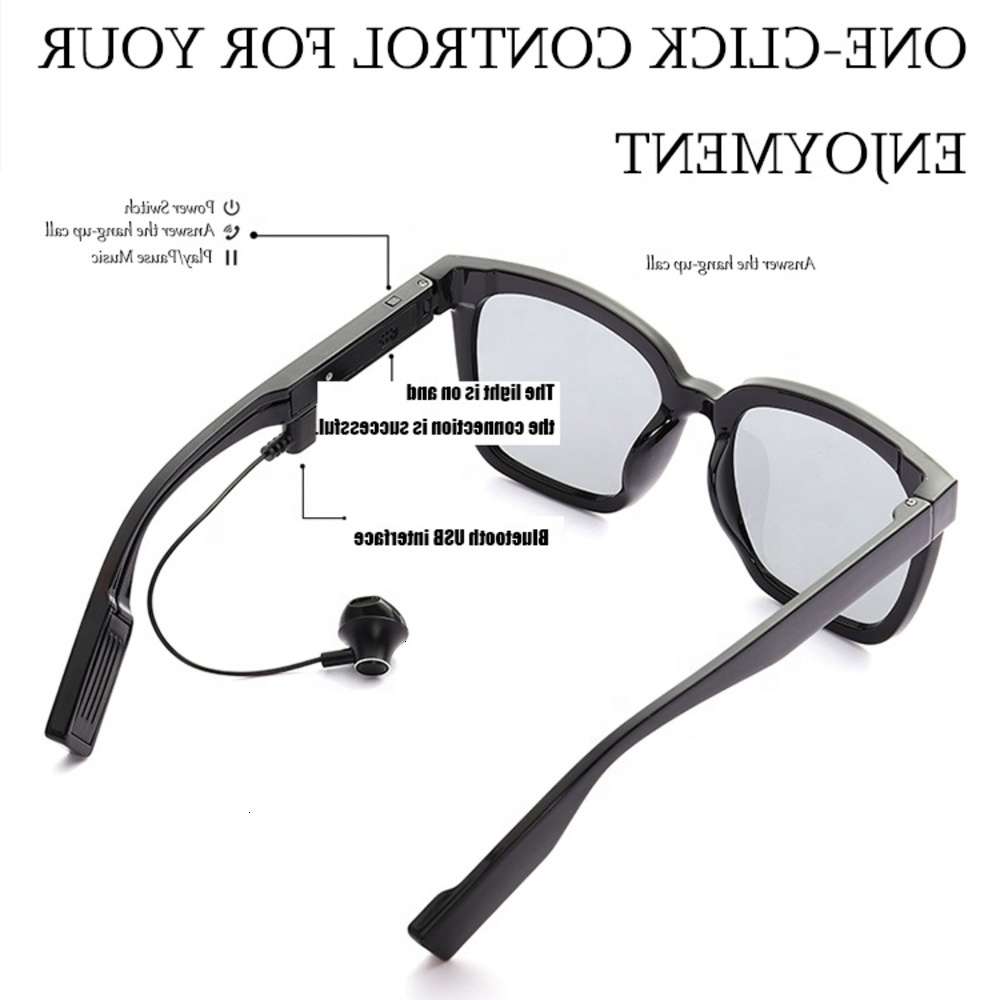 

Highend accessories Women Men polarized Square PC Smart Sunglass Headphon Sun Glass, Black