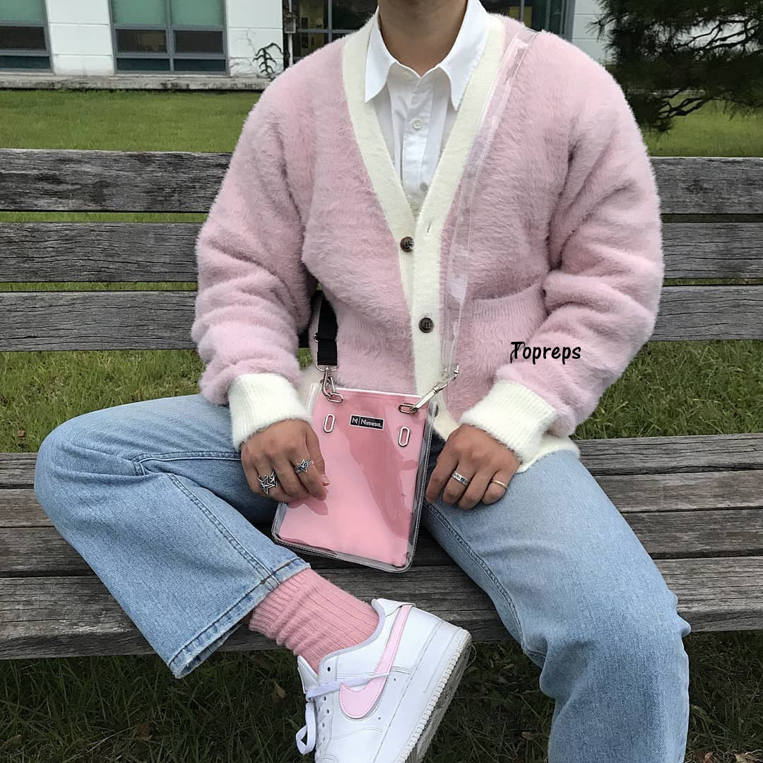 

Men's Sweaters golf wang high quality le fleur cardigan pink autumn soft winter sweater tyler creator woolen jacket of women/men D21A, 1# shoe box