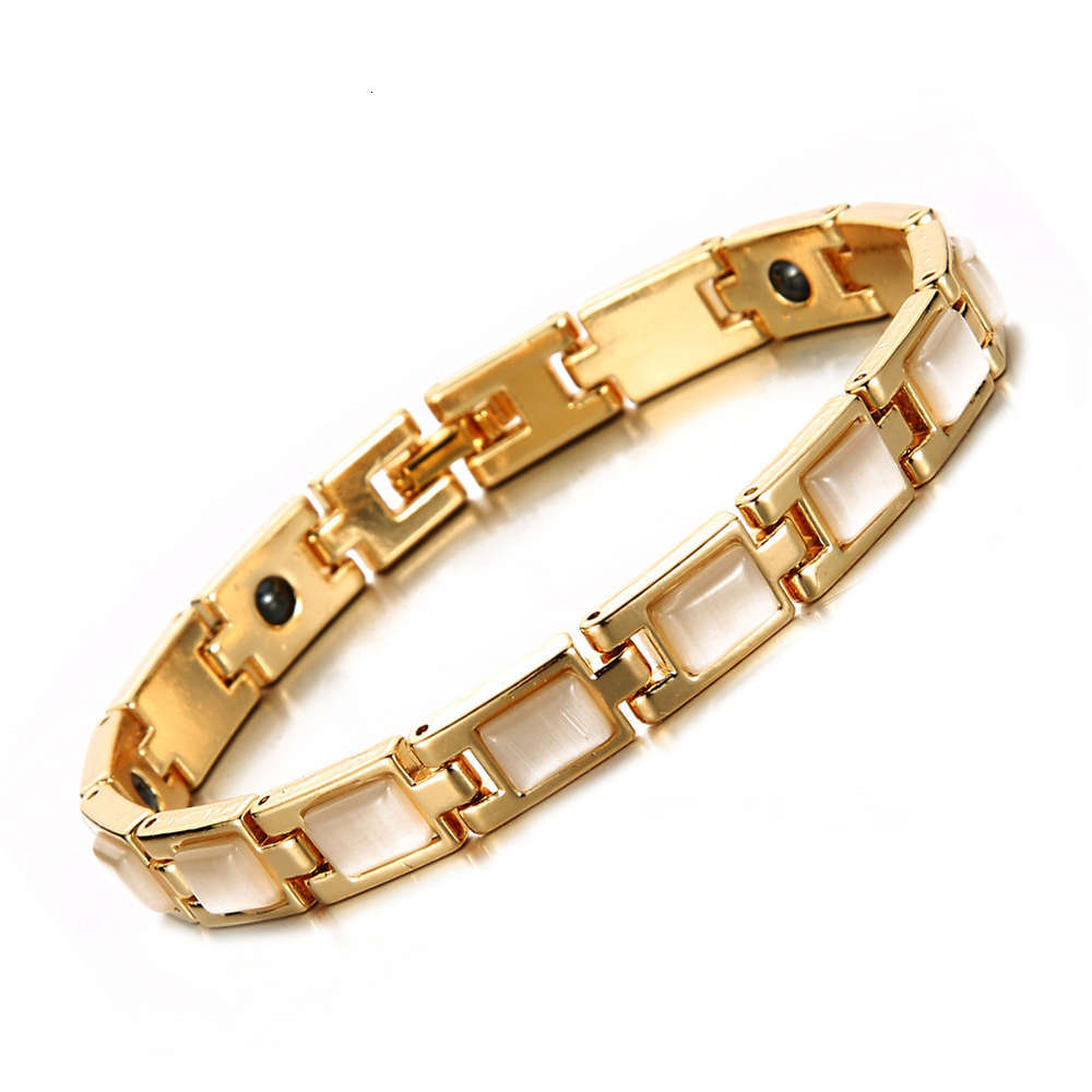 

Hot-selling Magnetic 18K Gold Opal And Turquoise Vacuum Plating Chain Bracelet In Europe And America Health Bracelet