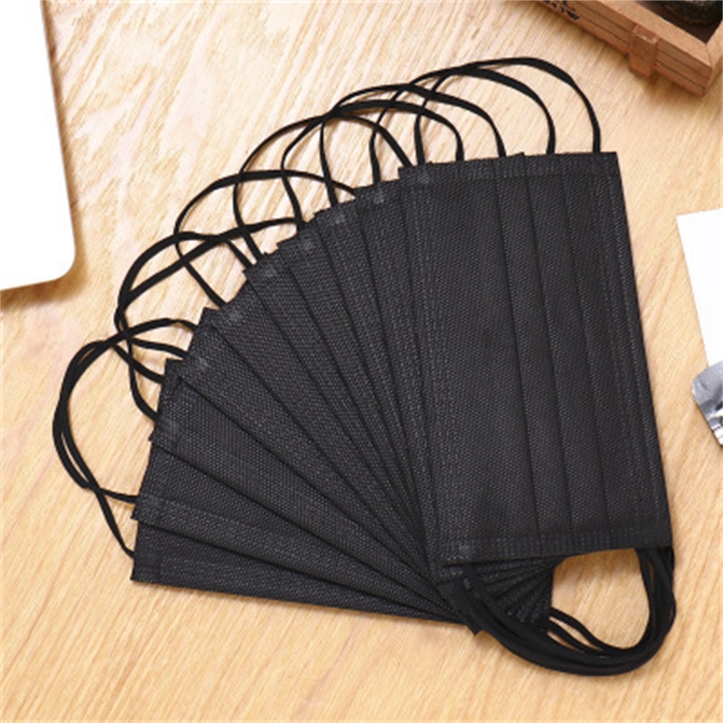 

USA in Stock Black Disposable Face Masks 3-Layer Protection Sanitary Outdoor Mask with Earloop Mouth 1712 T2