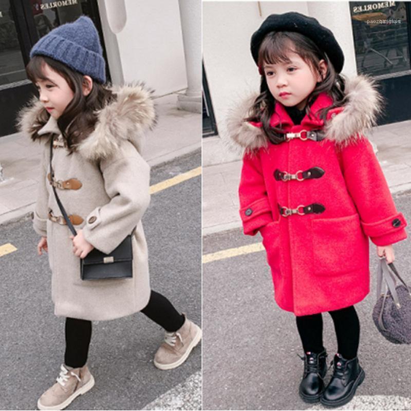 

Jackets 2021 Baby Girl Winter Coat Fur Hoodies Woolen Coats Thick Warm Girls Kids Fashion OverCoats Children Clothes1, Blue;gray