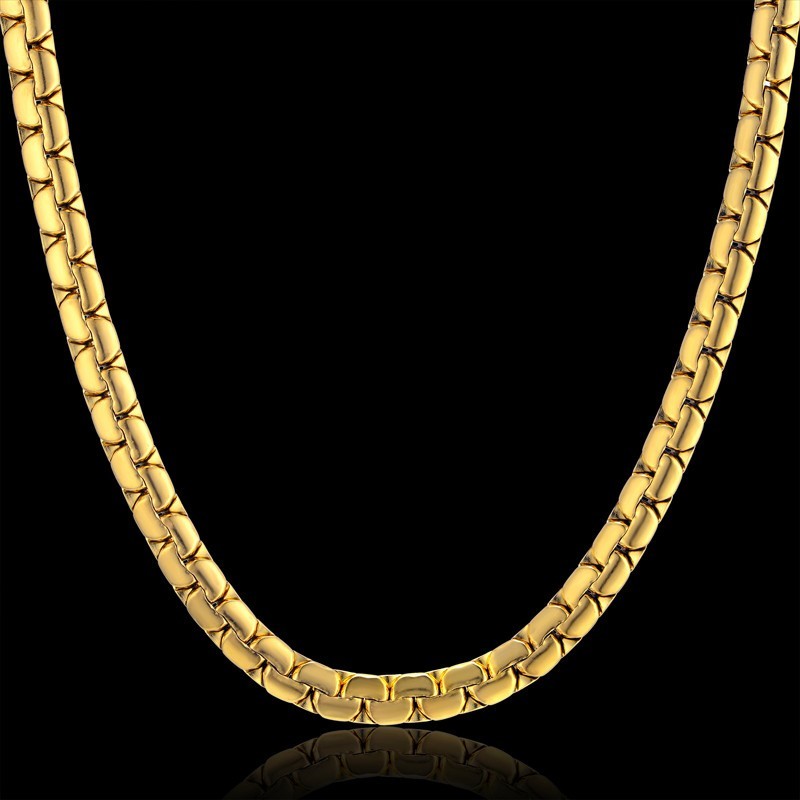 

Necklaces Dropshipping Hip Hop 6mm Gold Color Stainless Steel Necklace Male Wholesale Flat Box Link Womens Mens Chain 20" 23" 26", Silver