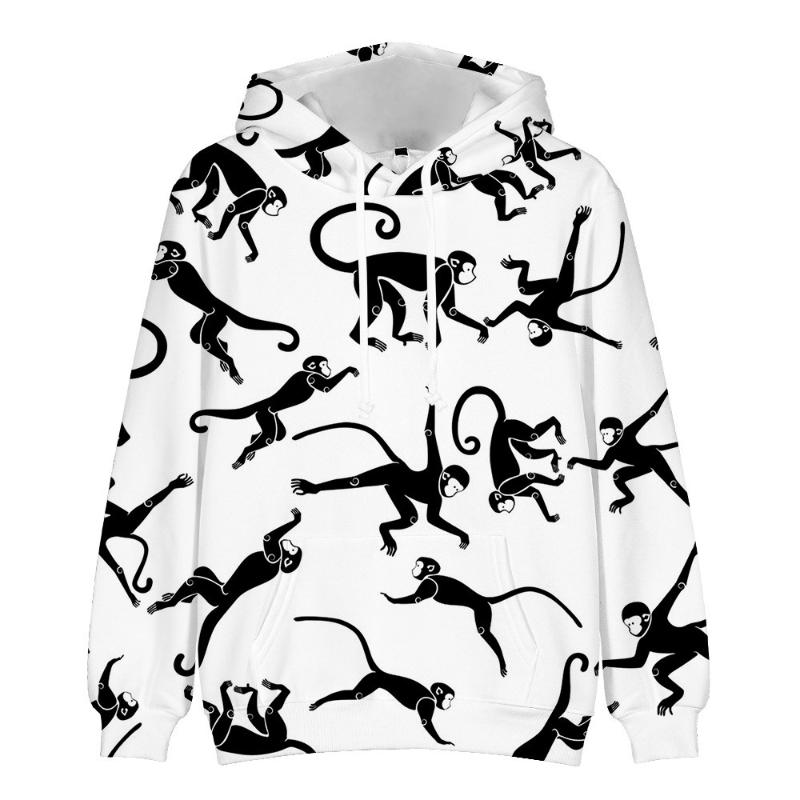 

Men's Hoodies & Sweatshirts Listing 3D Monkey Men Women Unisex Tops Fahion Hip Hop Kids Hooded Autumn Suitable White Streetwear