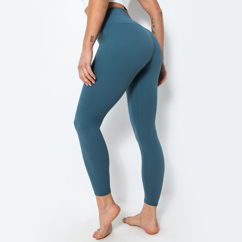 

New Women Solid Color Yoga Outfits Sexy Leggings High Waist Pants lady Full Length Seamless Workout for Fitness Sports Gym Legging, Light blue