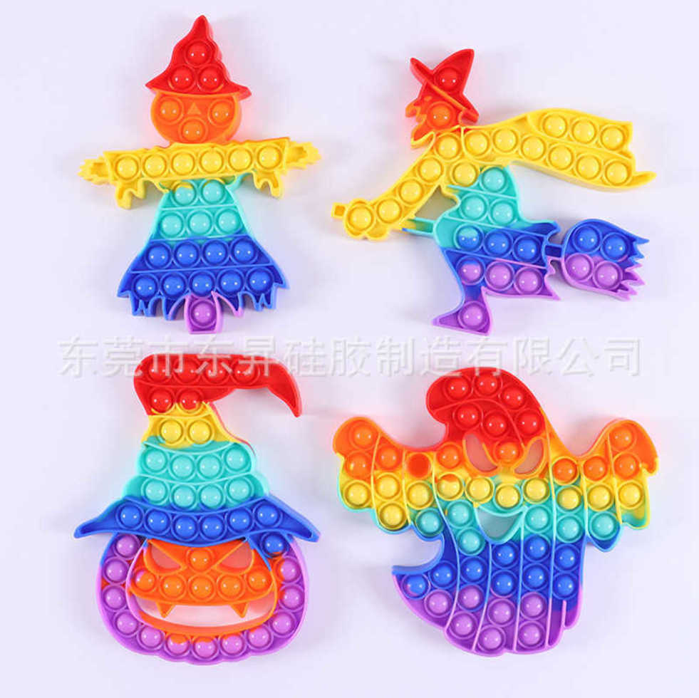 

22CM Halloween images poo its push pops bubble popper puzzle board fidget finger toys large big size rainbow pumpkin carecrow ghost witch cartoon puzzles G85BOP8