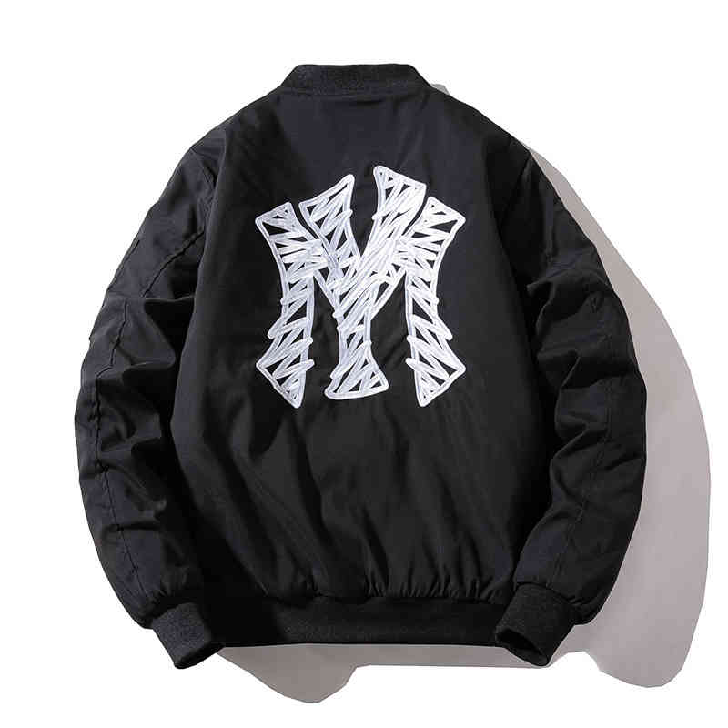

autumn and winter new nymlb baseball suit men's embroidered et pilot coat, Black