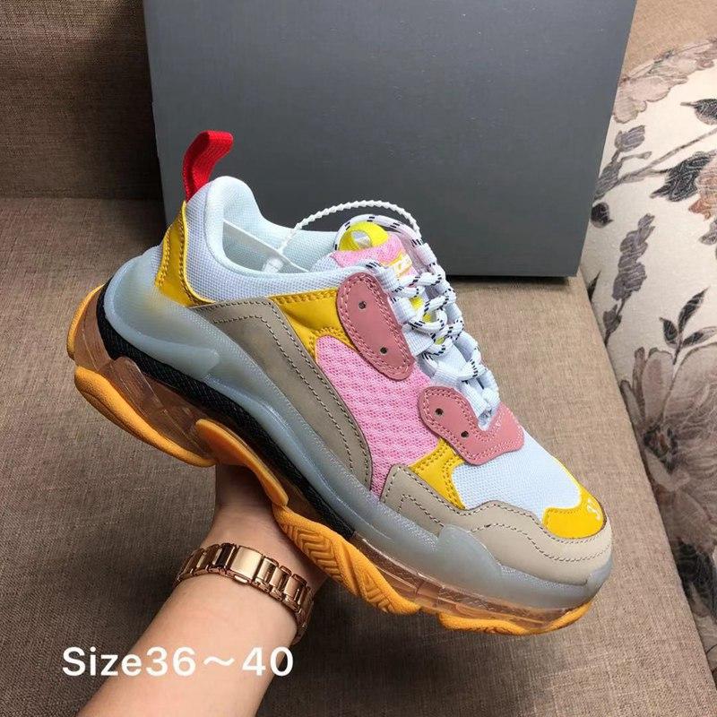 

40% discount 2021 Ace luxurys designers shoes Fashion Clear Sole Bottom Paris 17FW Triple S Mens Pink casual Sneakers breathe free gifts online sale, As picture with logo