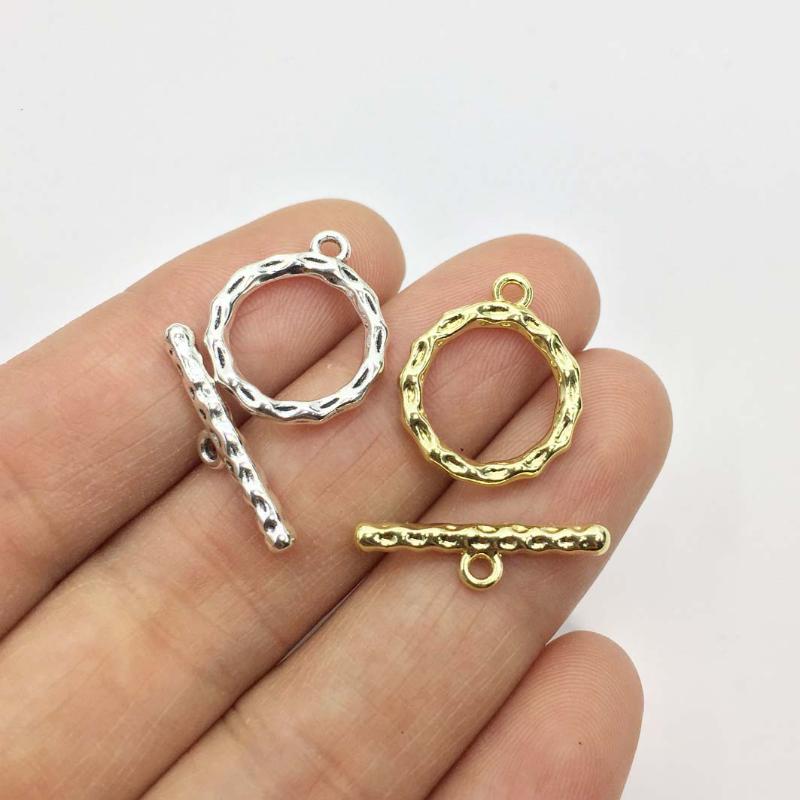 

Charms Eruifa 10 Set /20pcs OT Closure 15mm Dia/24mm Long Gold/Silver Plated Zinc Alloy Pendant Jewelry DIY Necklace 2 Colors, Bronze;silver