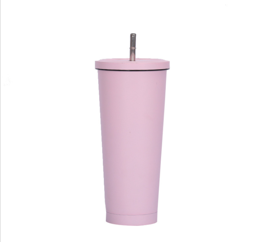 

Water Bottles Stainless Steel Straw Cup Double-layer Vacuum Coffee Insulation Car Pearl Milk Tea Cover Personalized Practical
