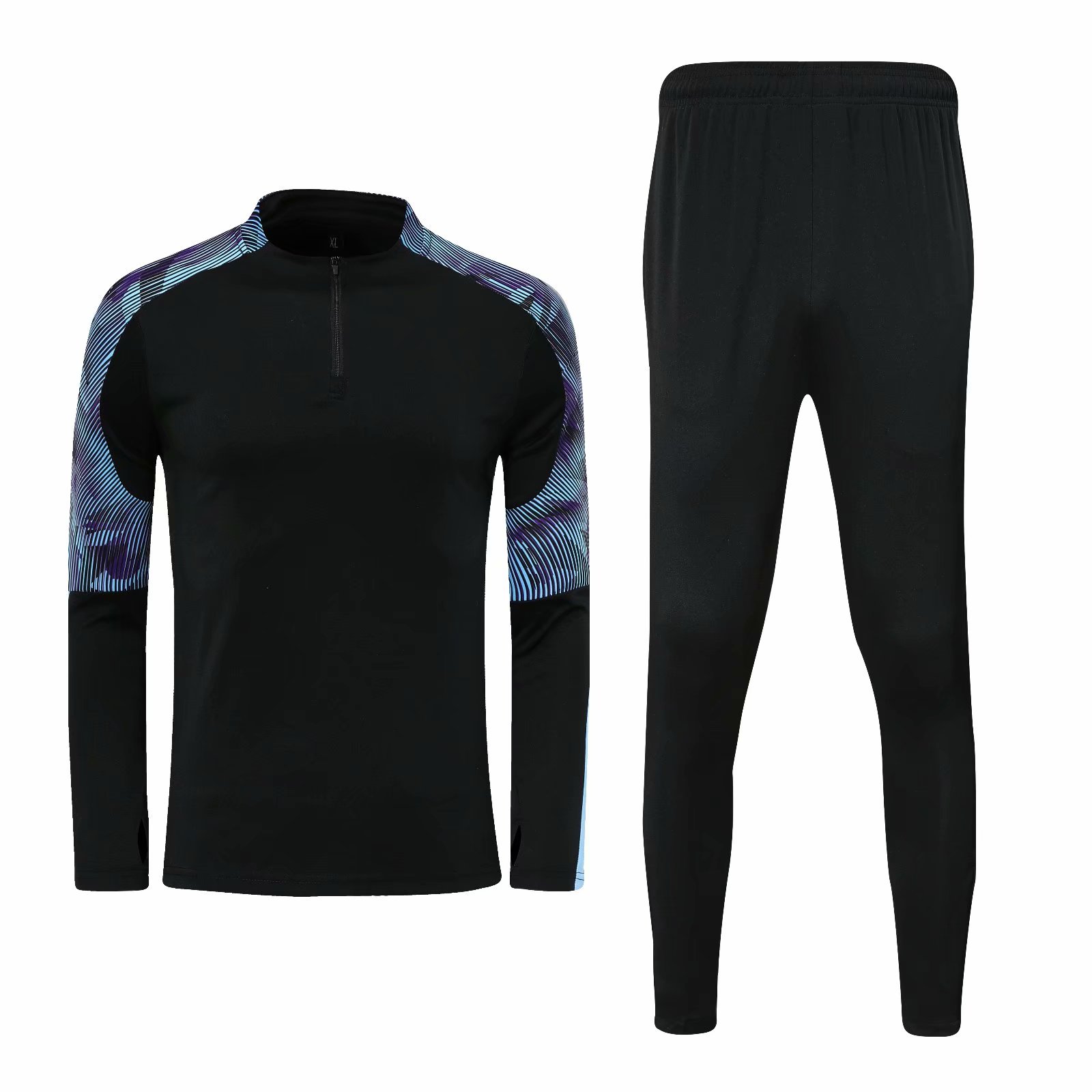 

#B09 Can be customized soccer Tracksuit Track kit running jacket chandal training suits sports wear And trousers, Black