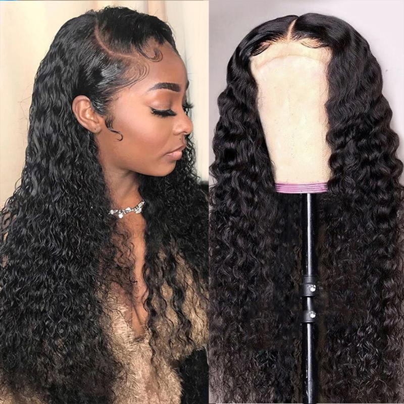 

Lace Wigs Malaysian Water Wave 30 Inch Short Curly Tip Front Human Hair Wig For Black Women 4x4 Closure Long Deep Frontal 13x4, As pic