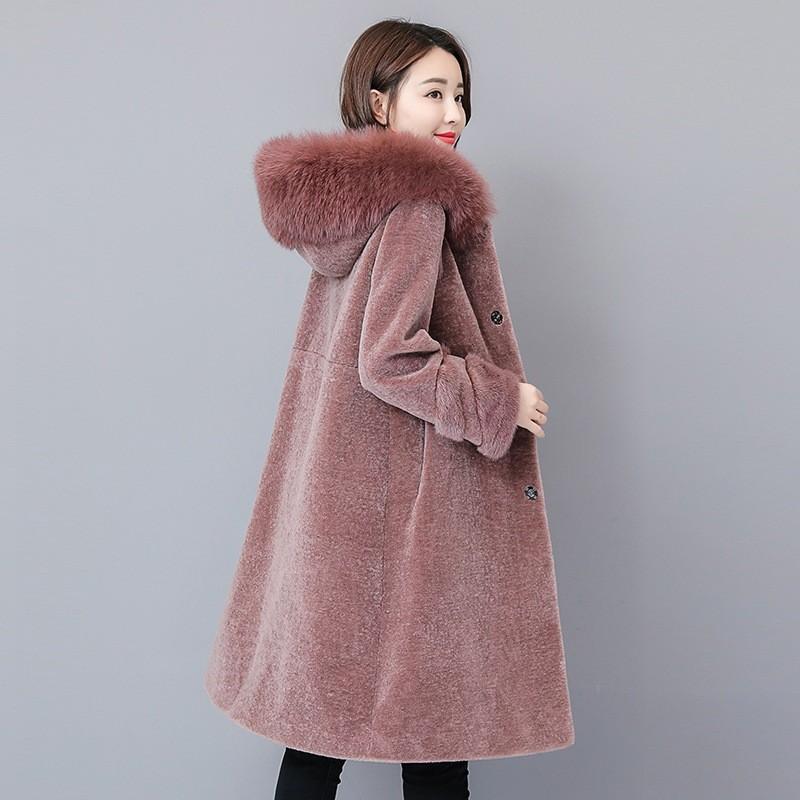 

Women' Fur & Faux Winter Women Long Coat Slim Fit Elegant Office Ladies Collar Hoody Mid Overcoat Single Breasted Casual Outerwear