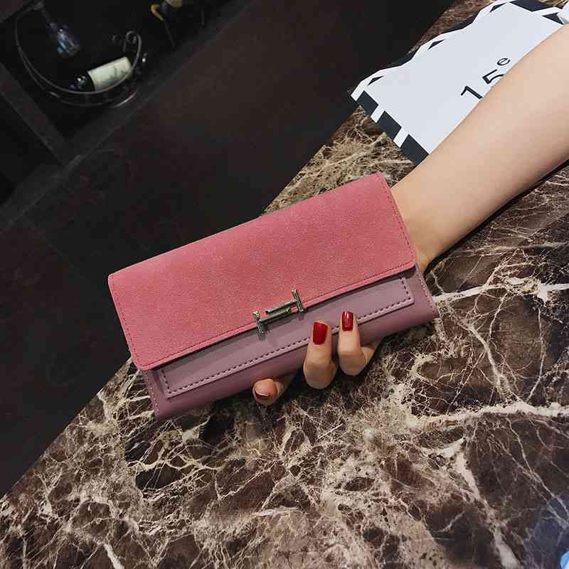 

Women's frosted change clip 2021 new Korean version simple latch handbag fashion multi Card Wallet, Light gray