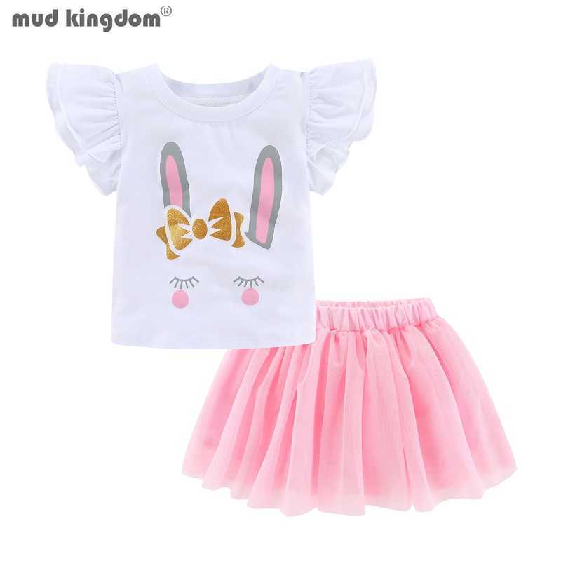 

Mudkingdom Sparkly Girls Outfits Bunny Shirt and Tutu Skirt Set for Little Girl Cute Rabbit Clothes Children Summer Suit 210615, Red