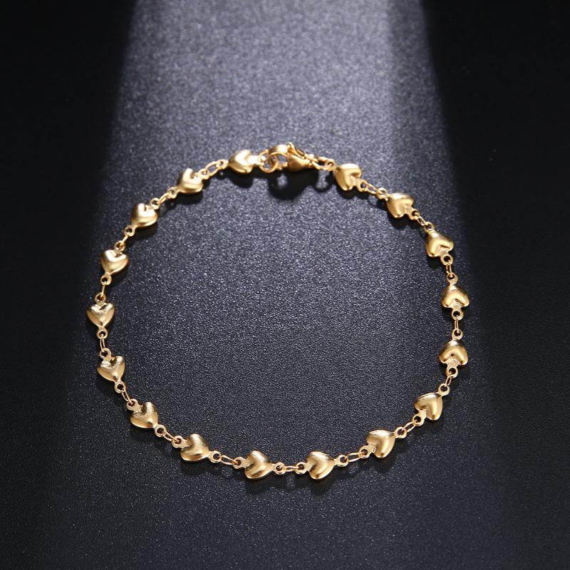 

Link Chain Stainless Steel Bracelets For Man Women Gold Silver Color Pendant Heart-shaped Love Donot Fade JewelryLink